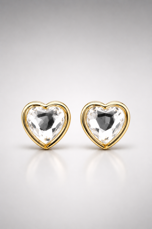 Radiant Crystal Heart Stud Earrings
