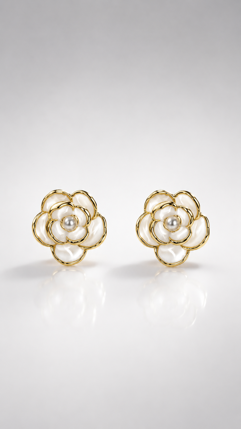 Elegant Pearl Floral Stud Earrings