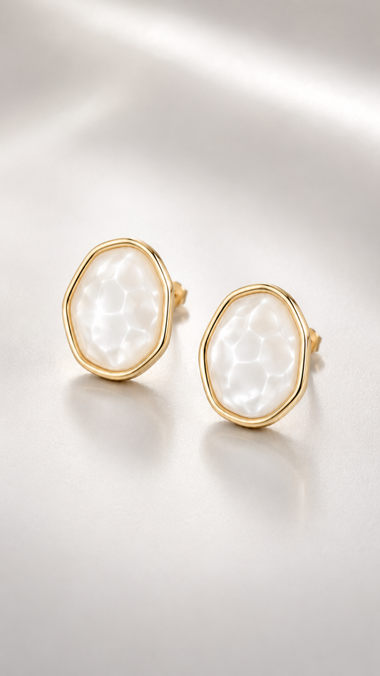 Organic Pearl Stone Stud Earrings