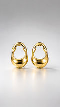 Modern Sculpted Oval Stud Earrings