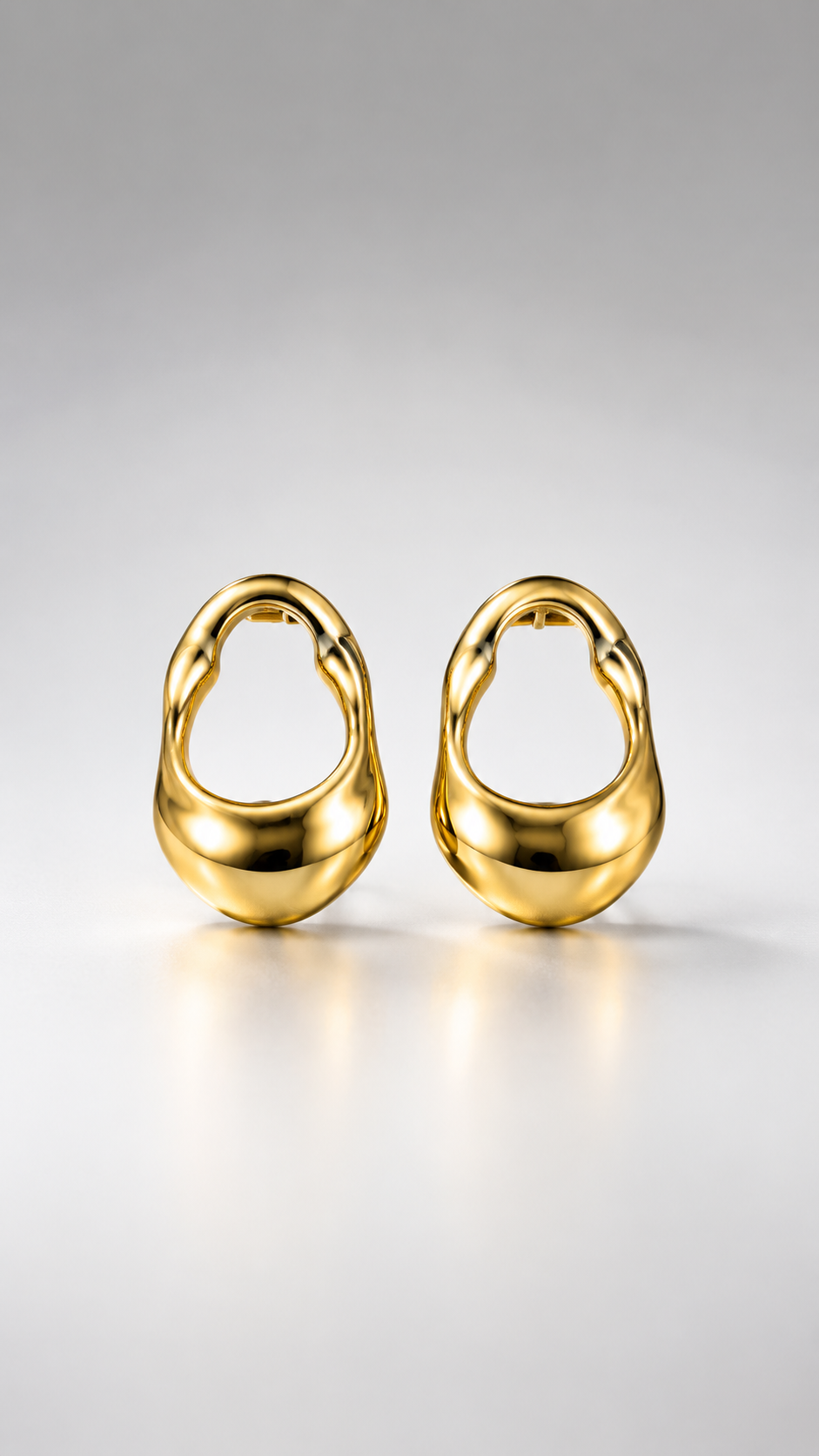 Modern Sculpted Oval Stud Earrings