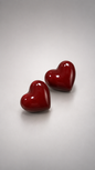 Glossy Red Heart Stud Earrings