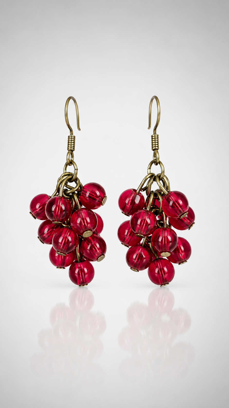 Red Grape Cascade Beaded Earrings
