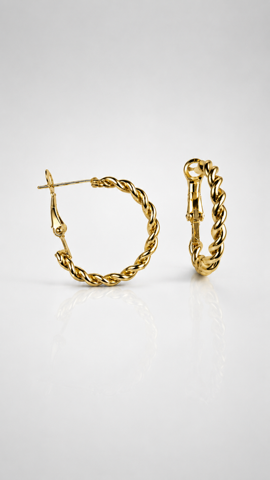Twisted Rope Gold Hoop Earrings