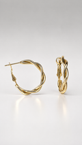 Golden Wave Intertwined Hoop Earrings