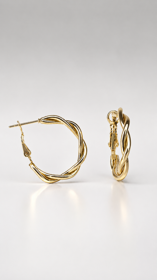 Golden Wave Intertwined Hoop Earrings