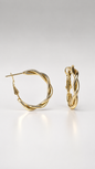 Golden Wave Intertwined Hoop Earrings